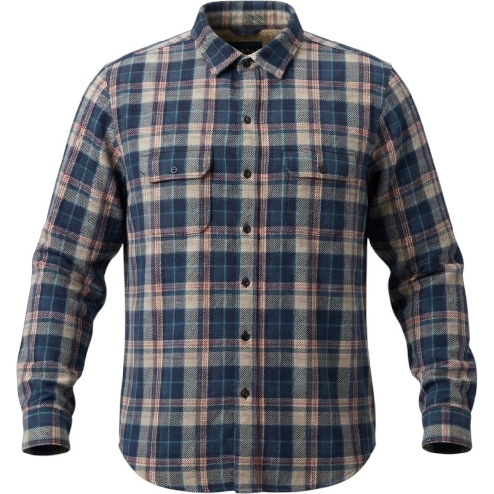 Gap Mens Flannel Shirt Navy Tapestry Plaid Long Sleeve Elbow Patches Large